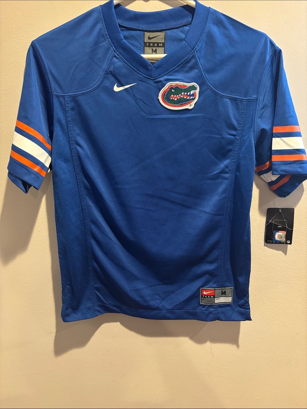 Nike kids Blue Gators Short Sleeve Football Jersey with Orange & White Accents